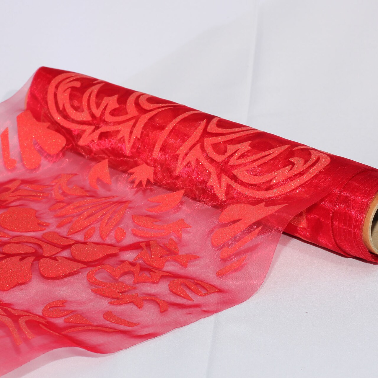 The Ribbon People Sheer Red and Gold Cut Edge Craft Ribbon 11" x 10 Yards